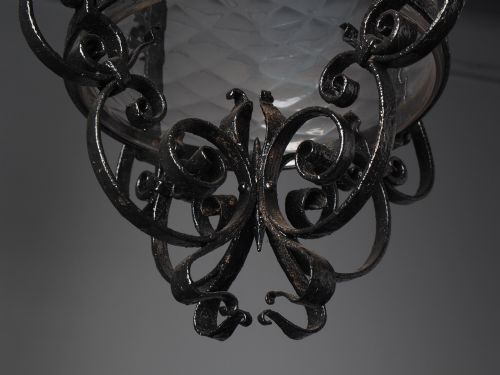 PAIR OF 1920S BLACKSMITH MADE CAST IRON HALL LANTERNS - ADDITIONAL PHOTO 7
