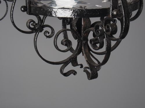 PAIR OF 1920S BLACKSMITH MADE CAST IRON HALL LANTERNS - ADDITIONAL PHOTO 8