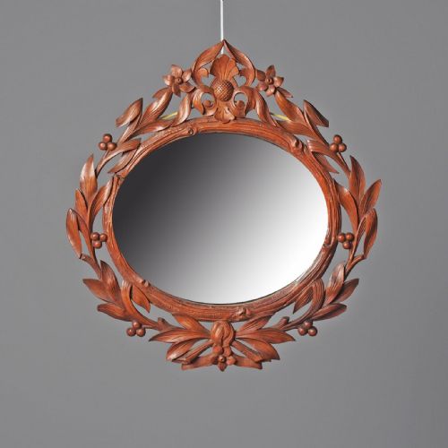 Carved Black Forest Walnut Wall Mirror