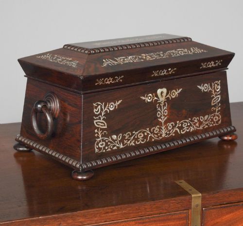 George IV Rosewood and Mother of Peal Tea Caddy