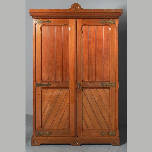 Gothic Style Victorian 2 Door Mahogany Wardrobe	