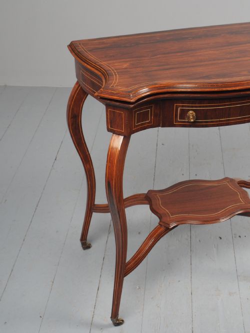 VICTORIAN INLAID ROSEWOOD SERPENTINE GAMES TABLE - ADDITIONAL PHOTO 3