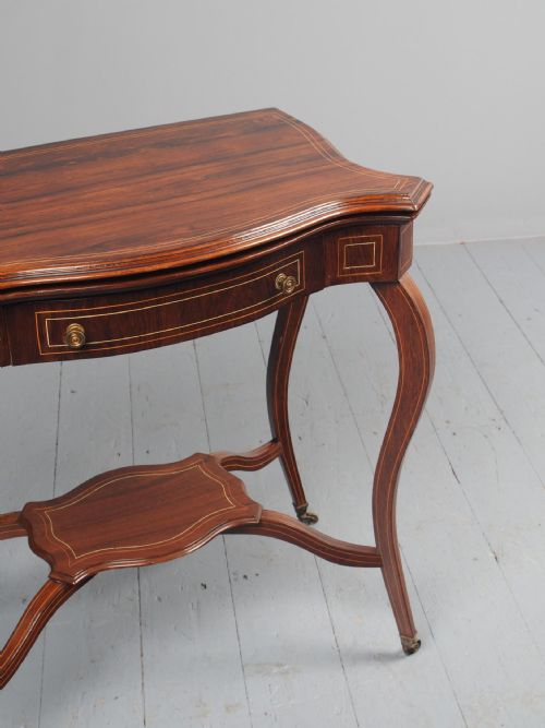 VICTORIAN INLAID ROSEWOOD SERPENTINE GAMES TABLE - ADDITIONAL PHOTO 4