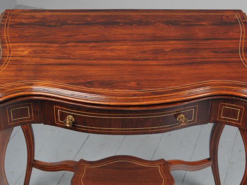 VICTORIAN INLAID ROSEWOOD SERPENTINE GAMES TABLE - ADDITIONAL PHOTO 6