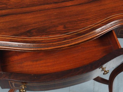 VICTORIAN INLAID ROSEWOOD SERPENTINE GAMES TABLE - ADDITIONAL PHOTO 7