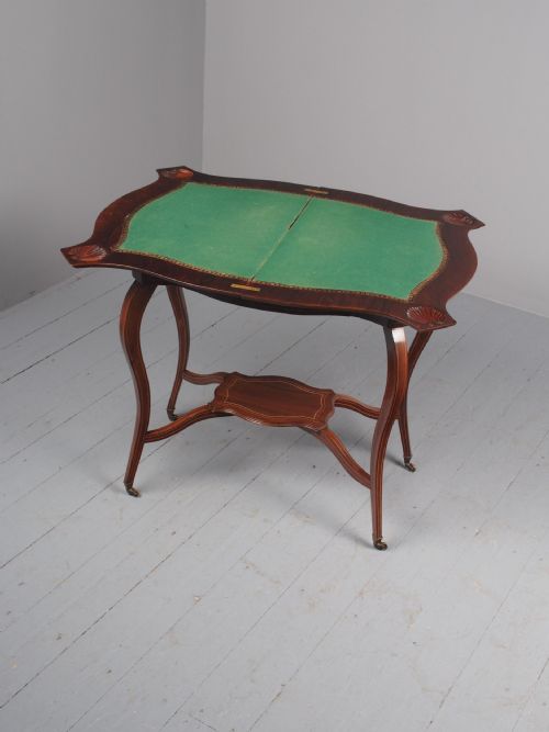 VICTORIAN INLAID ROSEWOOD SERPENTINE GAMES TABLE - ADDITIONAL PHOTO 8