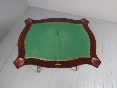 VICTORIAN INLAID ROSEWOOD SERPENTINE GAMES TABLE - ADDITIONAL PHOTO 9