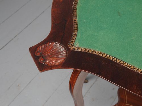 VICTORIAN INLAID ROSEWOOD SERPENTINE GAMES TABLE - ADDITIONAL PHOTO 10