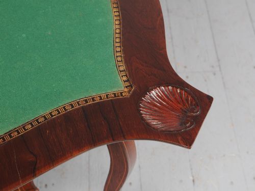 VICTORIAN INLAID ROSEWOOD SERPENTINE GAMES TABLE - ADDITIONAL PHOTO 11