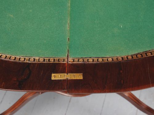 VICTORIAN INLAID ROSEWOOD SERPENTINE GAMES TABLE - ADDITIONAL PHOTO 12