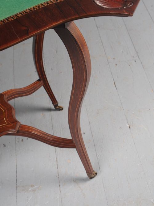VICTORIAN INLAID ROSEWOOD SERPENTINE GAMES TABLE - ADDITIONAL PHOTO 13