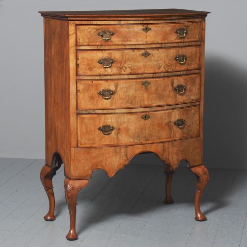 Georgian Style Walnut Bowfront Chest on Stand