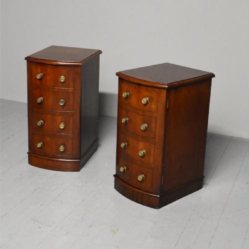 Pair of Victorian Mahogany Bow-front Bedside Cabinets