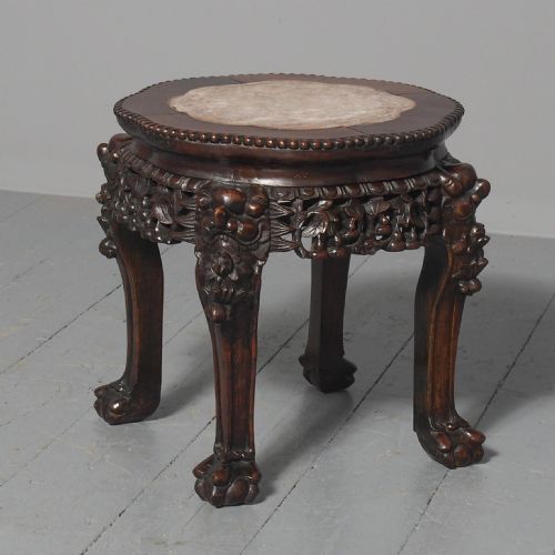 Chinese Qing Dynasty Huanghuali Marble Top Table