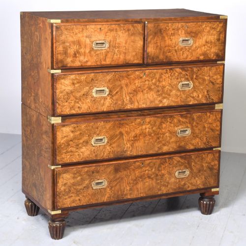 Victorian Two-part Walnut Military Chest
