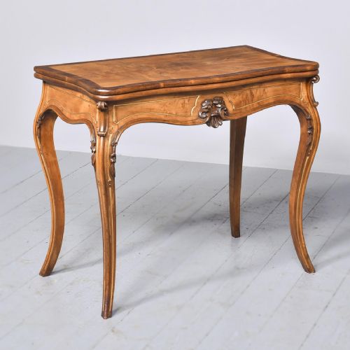 French Victorian Yew and Rosewood Fold-over Games Table.