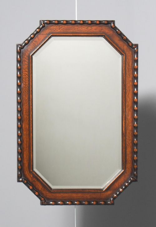 Antique Jacobean Style Oak Frame Mirror