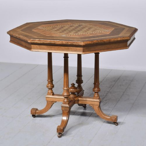 Victorian Walnut and Inlaid Games Table