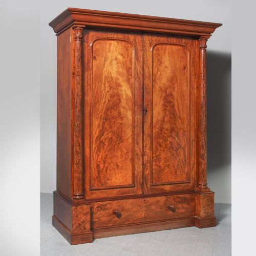 Antique Victorian 2 Door Mahogany Wardrobe