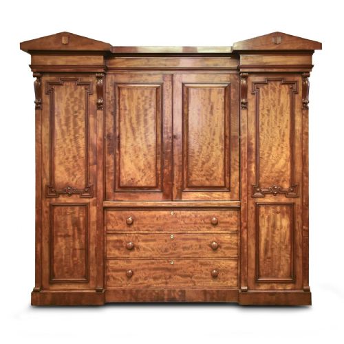 ANTIQUE WILLIAM IV MAHOGANY 4 DOOR WARDROBE - ADDITIONAL PHOTO 1