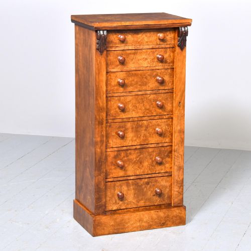 Antique Mid Victorian Walnut Wellington Chest