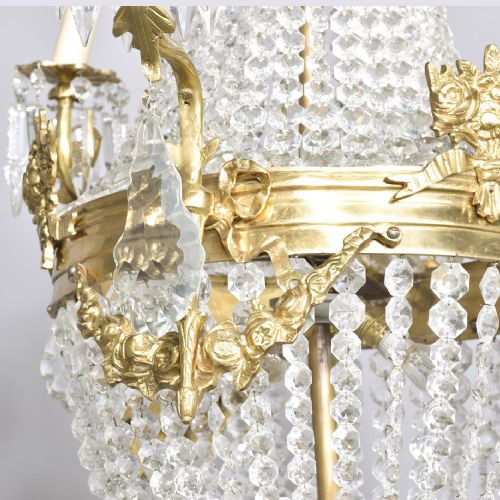 CUT CRYSTAL AND BRASS TENT AND BASKET CHANDELIER - ADDITIONAL PHOTO 3