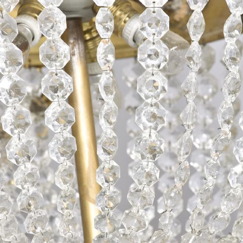 CUT CRYSTAL AND BRASS TENT AND BASKET CHANDELIER - ADDITIONAL PHOTO 5