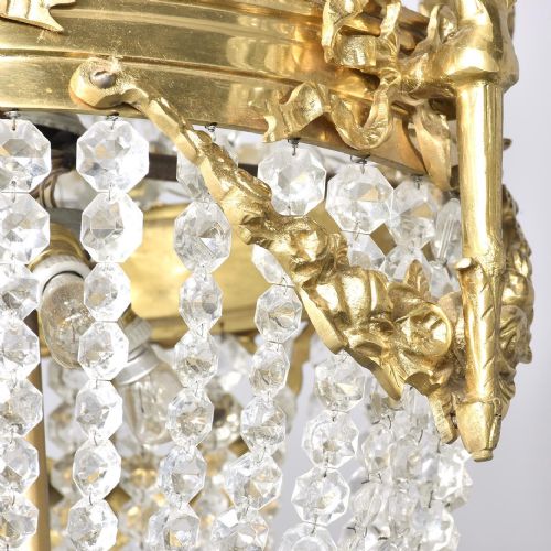 CUT CRYSTAL AND BRASS TENT AND BASKET CHANDELIER - ADDITIONAL PHOTO 6