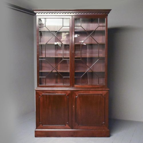 George III Style Mahogany Two Door Cabinet Bookcase