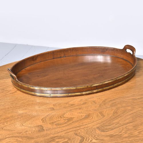 Rare Brassbound Inlaid Georgian Mahogany Tray