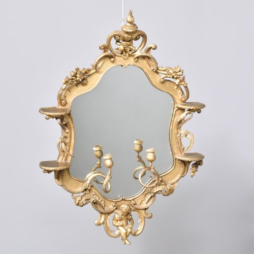 Victorian French Giltwood Girandole Mirror