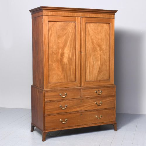 George III Mahogany Linen Press of Neat Proportions
