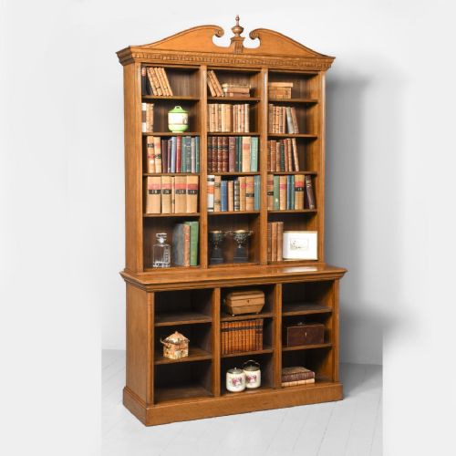 Late Victorian Quality Oak Two-part Open Bookcase