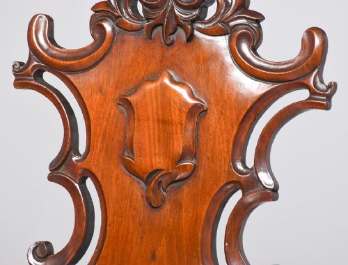 PAIR OF VICTORIAN CARVED MAHOGANY HALL CHAIRS - ADDITIONAL PHOTO 3