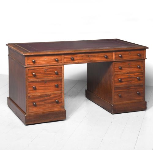 Mid Victorian Mahogany Free Standing Kneehole Writing Desk in Perfect Condition