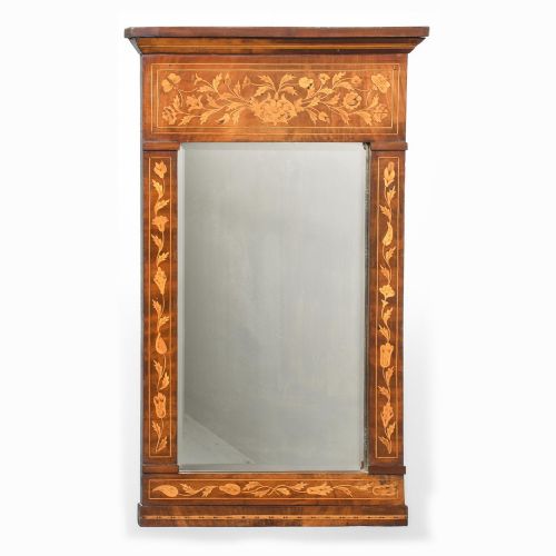 Dutch Marquetry Inlaid Mahogany Wall Mirror