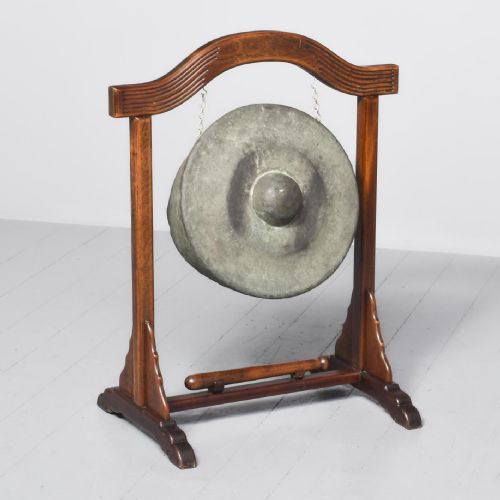 Chinese Bronze Gong on Stand