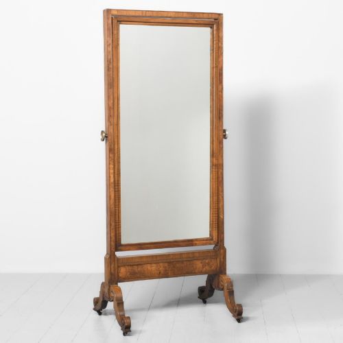 William IV Rare Walnut Cheval Mirror