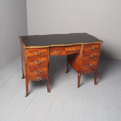 Louis XV Style Mahogany and Rosewood Ladies Kneehole Desk