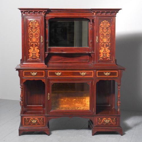 VICTORIAN INLAID MAHOGANY SIDE CABINET BY GILLOWS - ADDITIONAL PHOTO 1