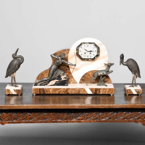 Art Deco 3 Piece Clock Set