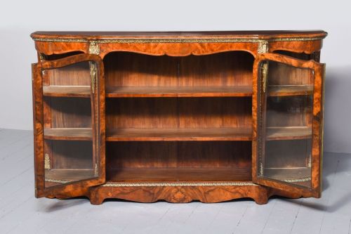 OPENENDED FIGURED WALNUT VICTORIAN CREDENZA - ADDITIONAL PHOTO 7