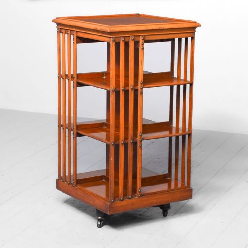 Late Victorian Figured Walnut Revolving Bookcase