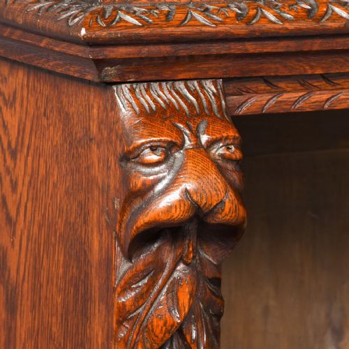 LATE VICTORIAN FLEMISH CARVED OAK OPEN BOOKCASE - ADDITIONAL PHOTO 1