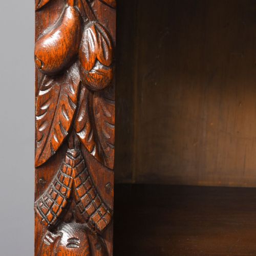 LATE VICTORIAN FLEMISH CARVED OAK OPEN BOOKCASE - ADDITIONAL PHOTO 2