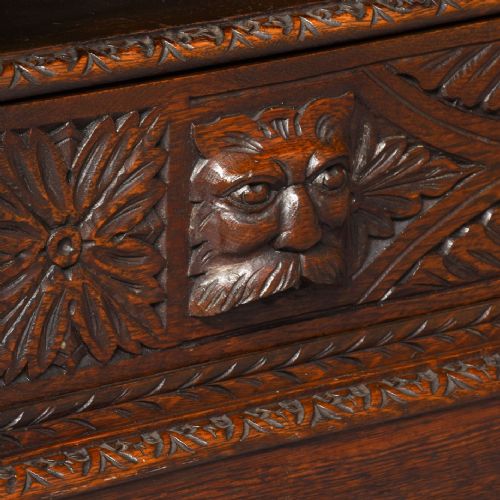 LATE VICTORIAN FLEMISH CARVED OAK OPEN BOOKCASE - ADDITIONAL PHOTO 7