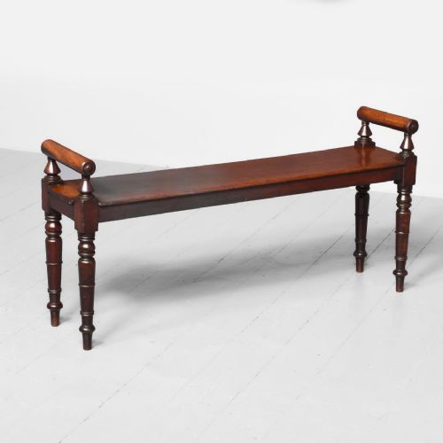 Early Victorian Mahogany Hall Bench	