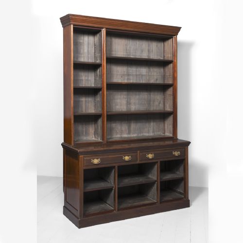 Victorian Tall Two-part Mahogany Open Bookcase