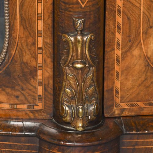 FINE QUALITY MARQUETRY INLAID ORMOLU MOUNTED MIRROR BACK VICTORIAN WALNUT CREDENZA - ADDITIONAL PHOTO 3