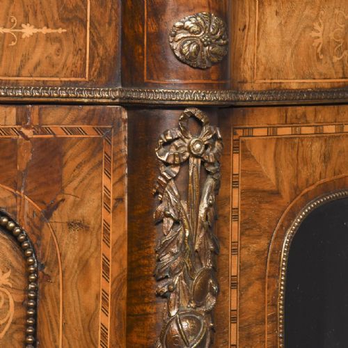 FINE QUALITY MARQUETRY INLAID ORMOLU MOUNTED MIRROR BACK VICTORIAN WALNUT CREDENZA - ADDITIONAL PHOTO 5